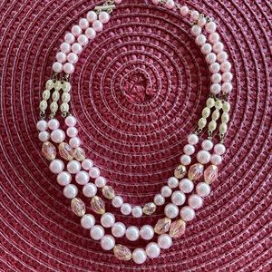 Pink Faux Pearl Necklace